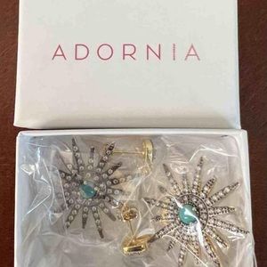 🆕 | Adornia | 14K Yellow Gold Plated | Turquoise & Swarovski Crystal Earrings